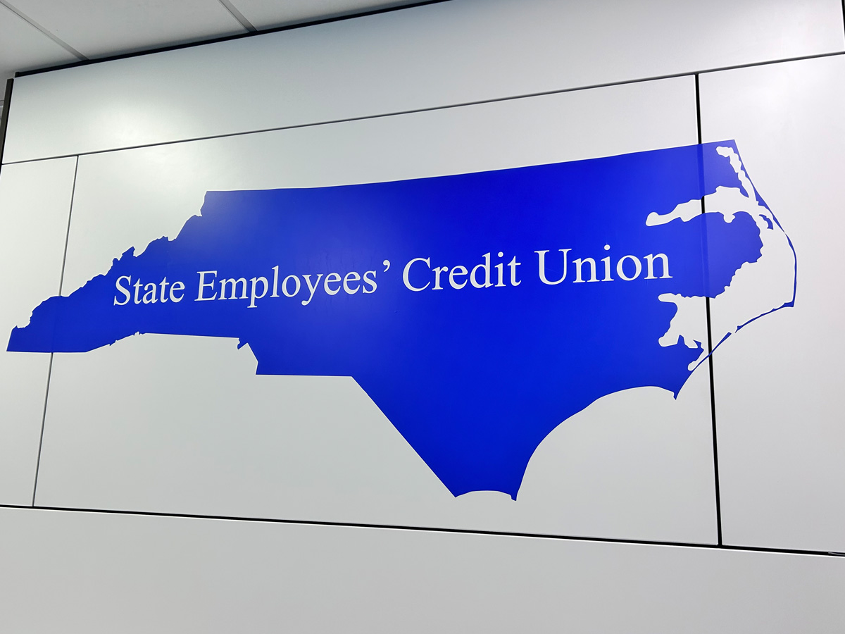 State Employees Credit Union North Carolina shaped interior wall graphic in Asheville North Carolina