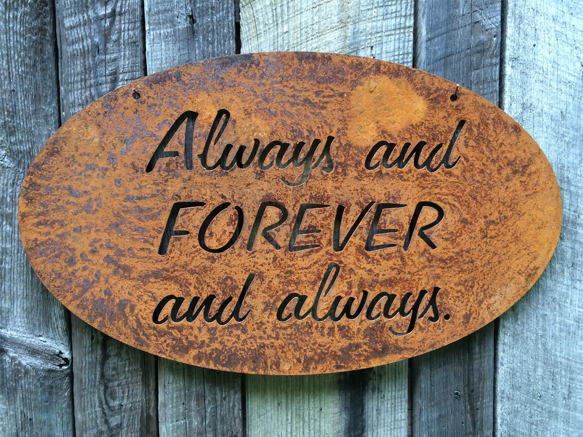 Custom metal and wood sign made by Asheville Signworks